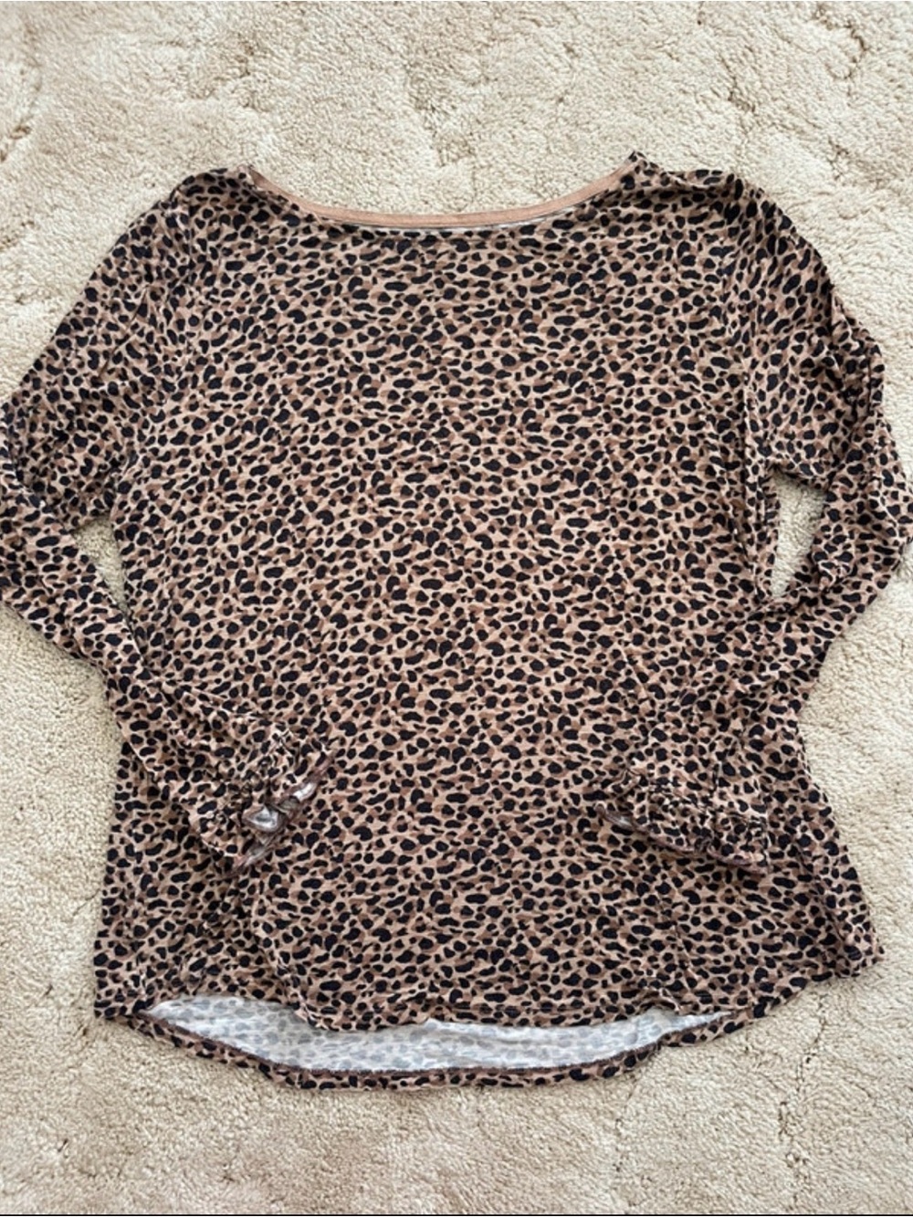 Chico’s Leopard Print Long-Sleeve Women’s Top - Tan & Black